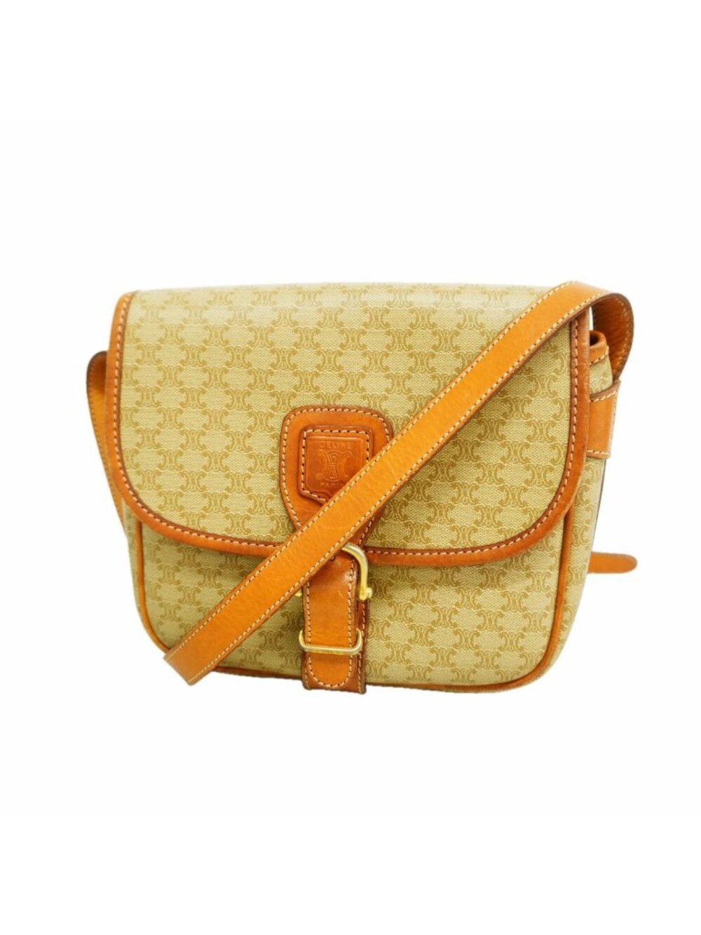 Celine Shoulder Bag Macadam Beige Gold